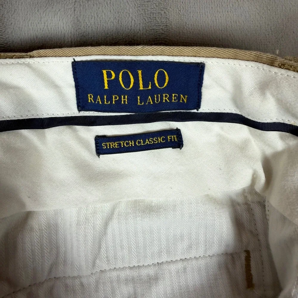 Polo Ralph Lauren Mens Stretch Classic Fit Chino Pants Tan Khaki 34x32